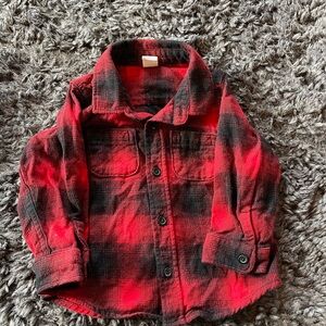 GAP Kids Red and Black Checkered Button Down Shirt
